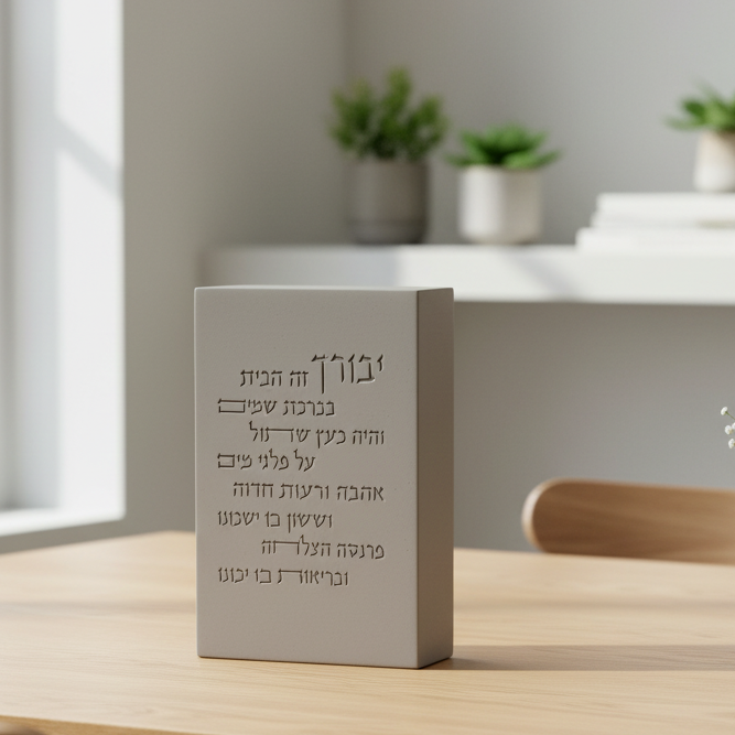Contemporary Concrete Jewish Home Blessing in Hebrew – Core Series