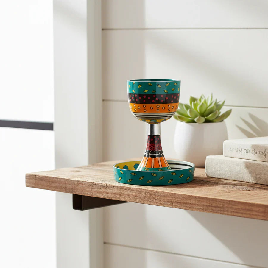 Handcrafted Enamel Kiddush Cup for Shabbat – Classic Premium