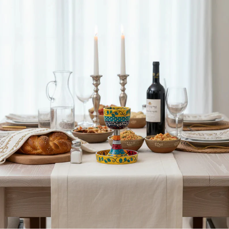Artisan Enamel Kiddush Cup for Shabbat – Classic Premium
