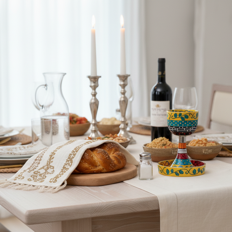 Handcrafted Enamel Kiddush Cup for Shabbat – Classic Premium