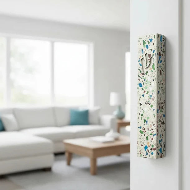 Modern Terrazzo Mezuzah for Door – Concrete Judaica Design – Street Series