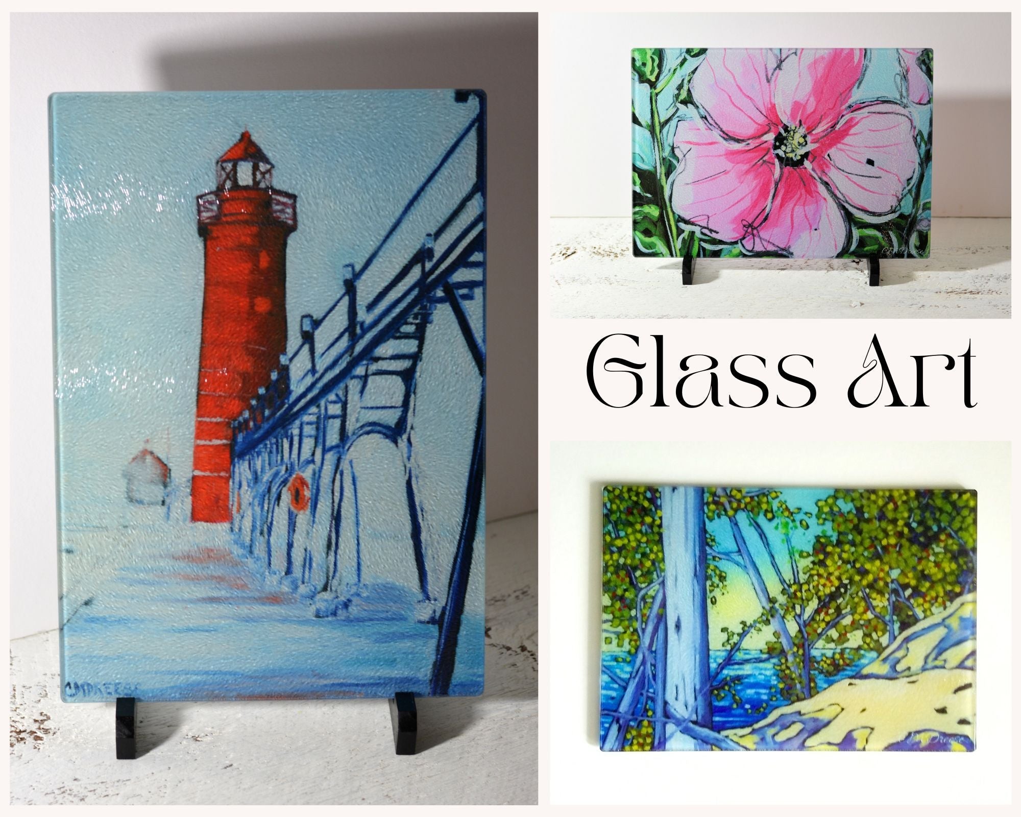 "Round Island Lighthouse" Mackinac Island Lighthouse Glass Art Print