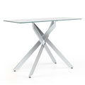 Glass Console Table Modern Entryway Table with Clear Tempered Glass Top-Silver