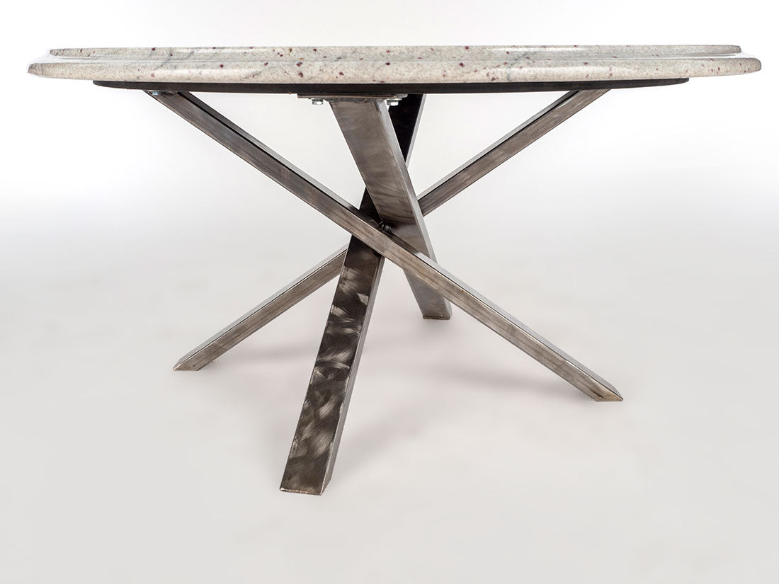 Round Granite Table with Cross Base