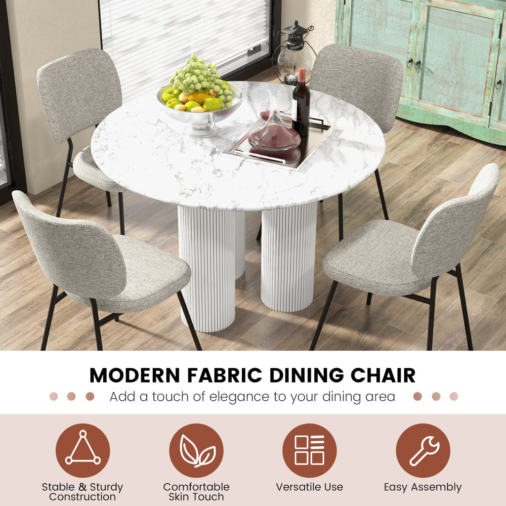 Set of 2 Modern Armless Dining Chairs with Linen Fabric