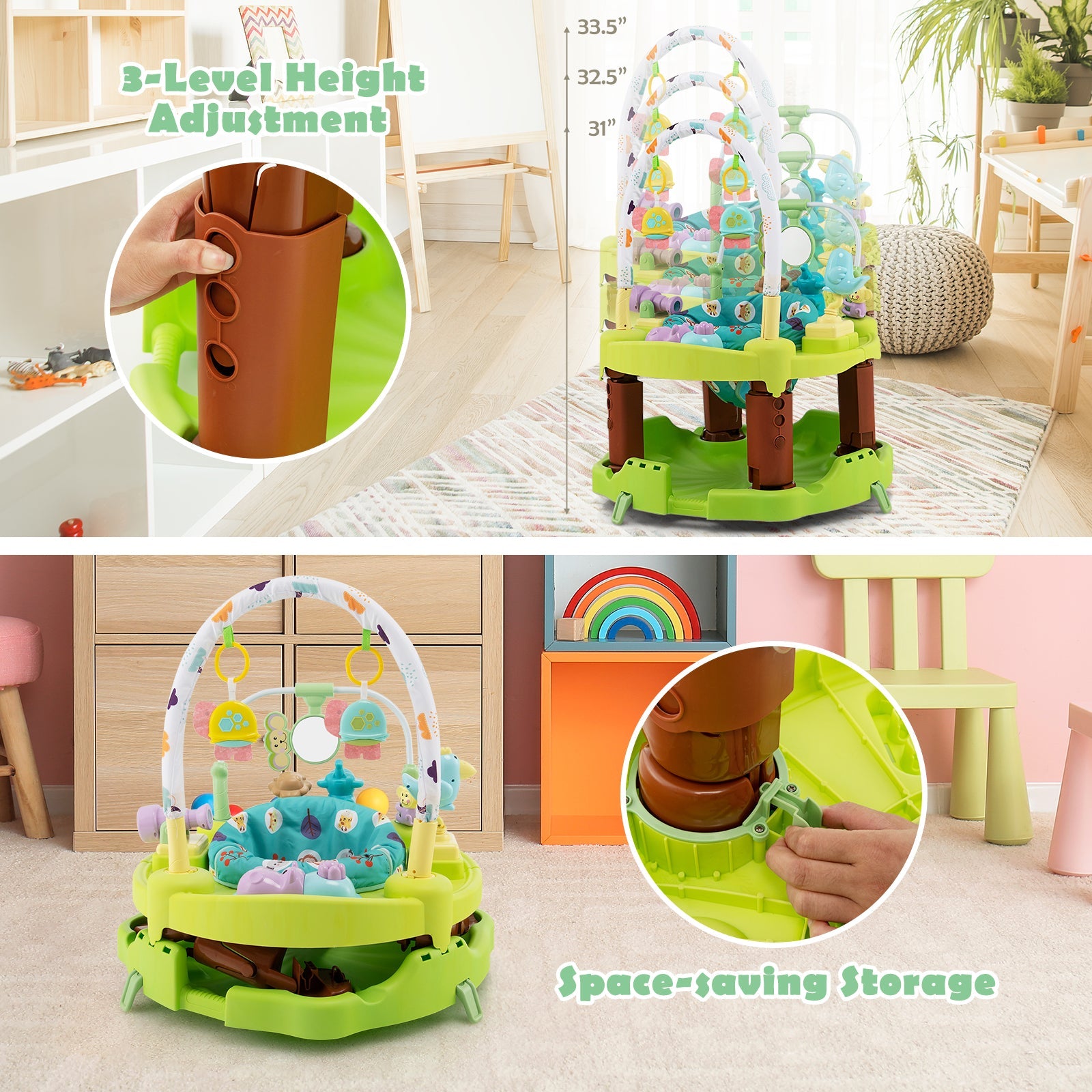 3-in-1 Baby Activity Center with 3-position for 0-24 Months