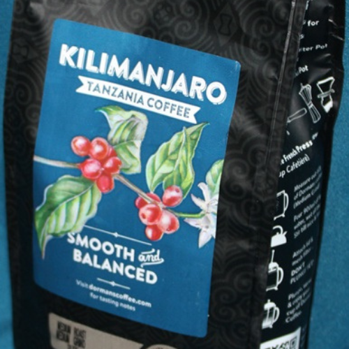 Dormans Kilimanjaro Coffee side pouch showing product details