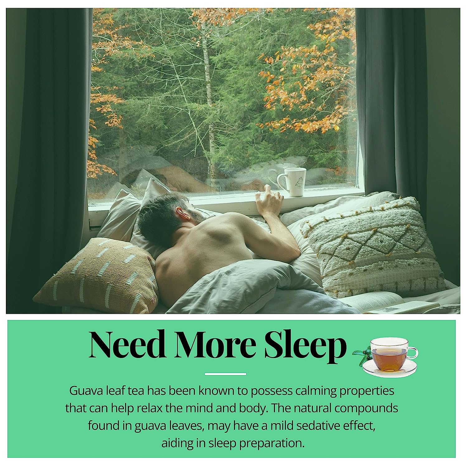 Guava Leaf Tea - 50 Bags, 100% Pure Guava Leaves (Té De Hoja de Guayaba ) Stress Relieving, Herbal Tea- Non-GMO, Vegan, Caffeine-Free