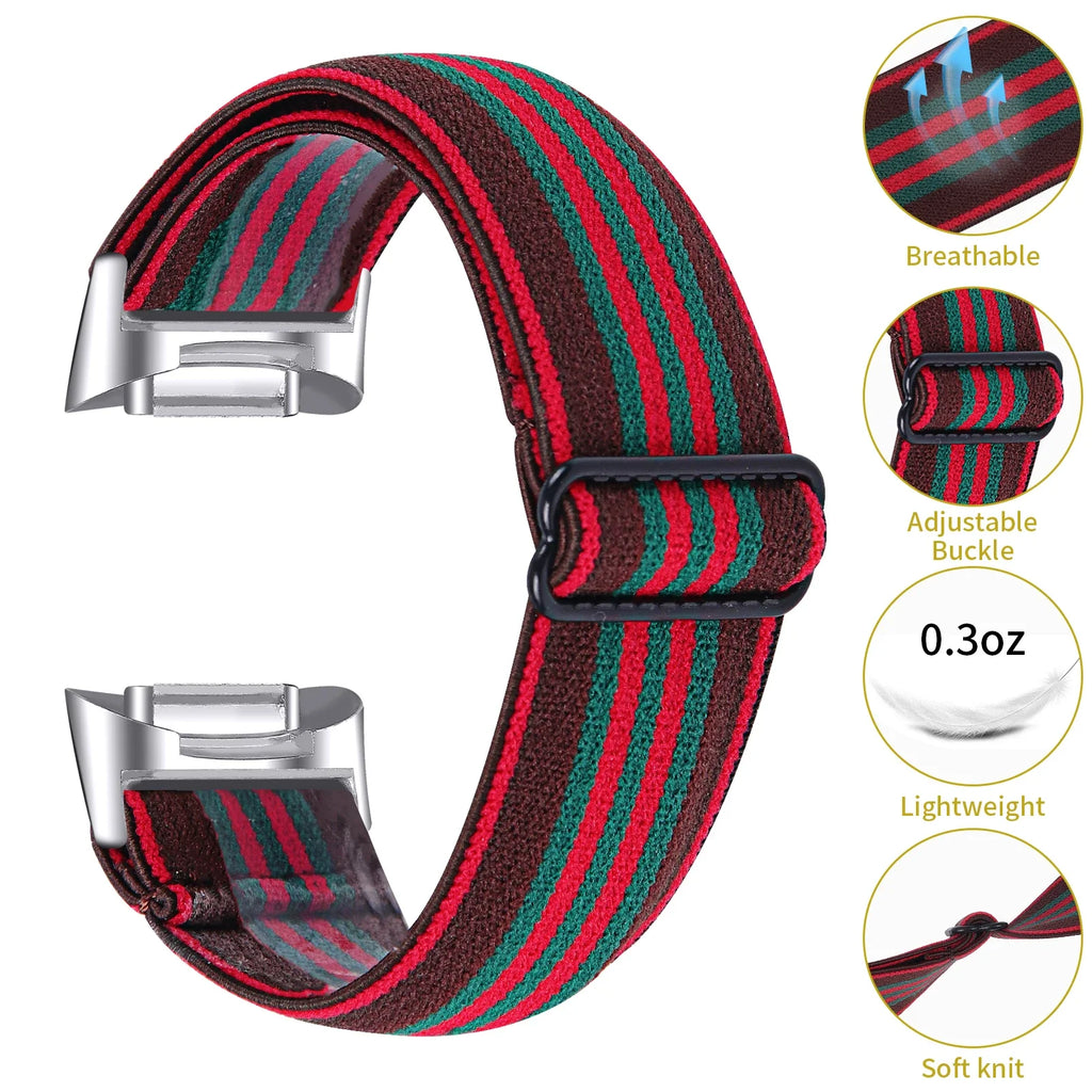 Fitbit Charge 6 5 Nylon Strap - Elastic Sport Fabric Design