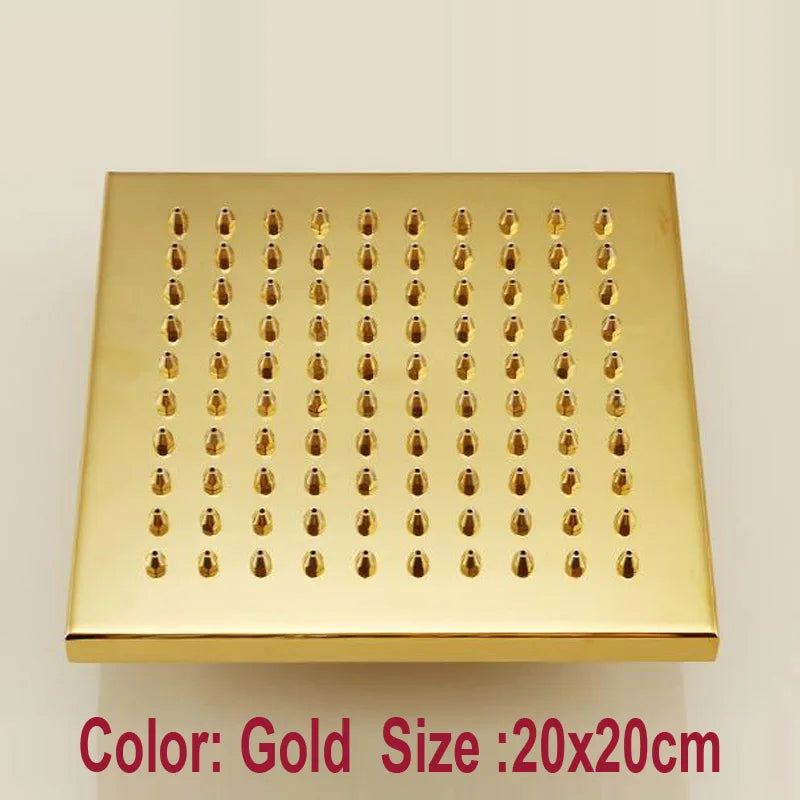 DecorBites™ Gold Square OverHead Rain Shower Head Copper Bathroom Shower