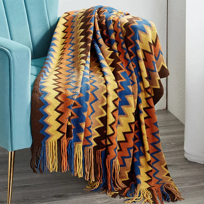 DecorBites™ Geometric Aztec Baja Blanket - Boho Decor Sofa Cover & Throw