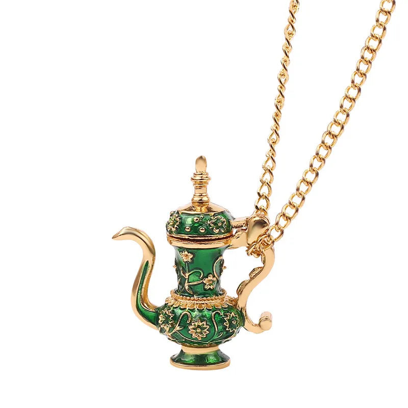 Enamel Tea Cup Pendant Necklace | Trendy Long Chain Jewelry