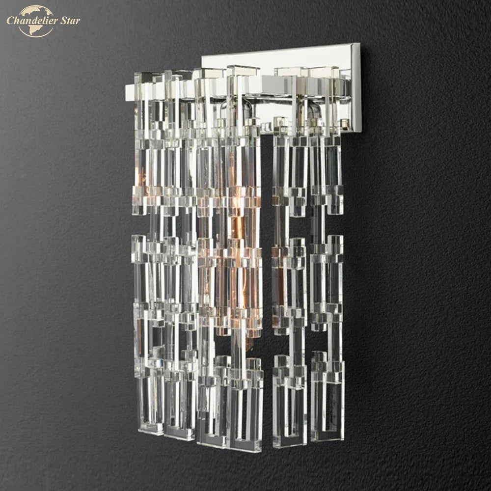DecorBites™ Crystal Wall Sconce Lamp: Modern Art Deco Square Design for Home Interior