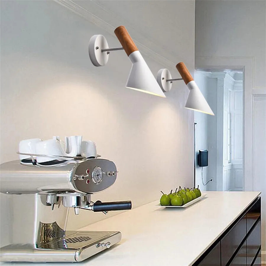 DecorBites™ LED Wood Wall Sconce Modern E27 Base Fixture for Aisle Lighting
