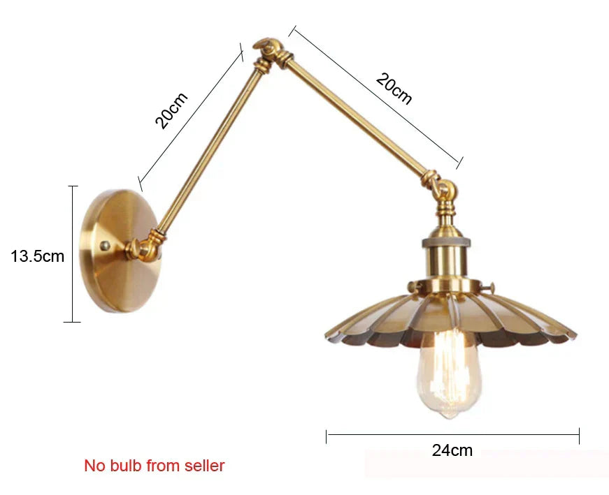 DecorBites™ Adjustable Long Arm Wall Light - Flexible Gold Lamp for Modern Spaces