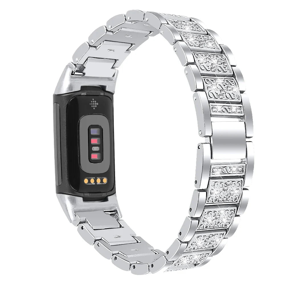 Fitbit Charge 6, 5, 4, 3 Metal Band Luxury Rhinestone Strap
