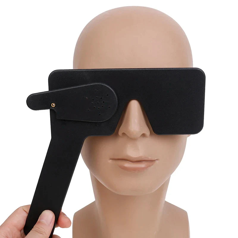 Black Lorgnette Occluder | Multi Pinhole Hand Occluder for Optometry & Sleep Aid