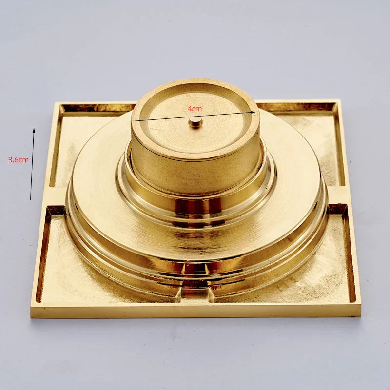 DecorBites™ Gold Square Bathroom Shower Drain Strainer 10*10cm
