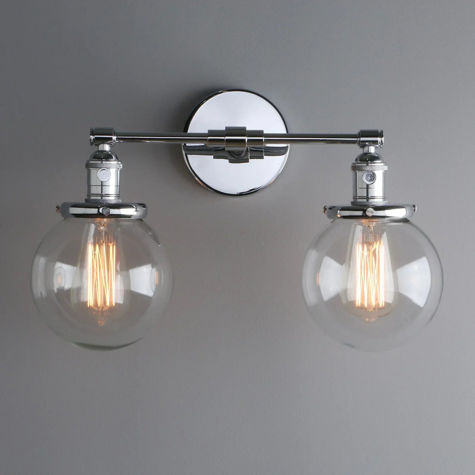 DecorBites™ Glass Ball Globe Wall Light for Retro Home Decor - Double Heads E27 Sconce