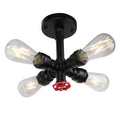 DecorBites™ Industrial Brass Ceiling Chandelier with Edison Bulbs