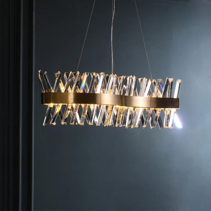 DecorBites™ Gold Crystal LED Chandelier for Dinning Room
