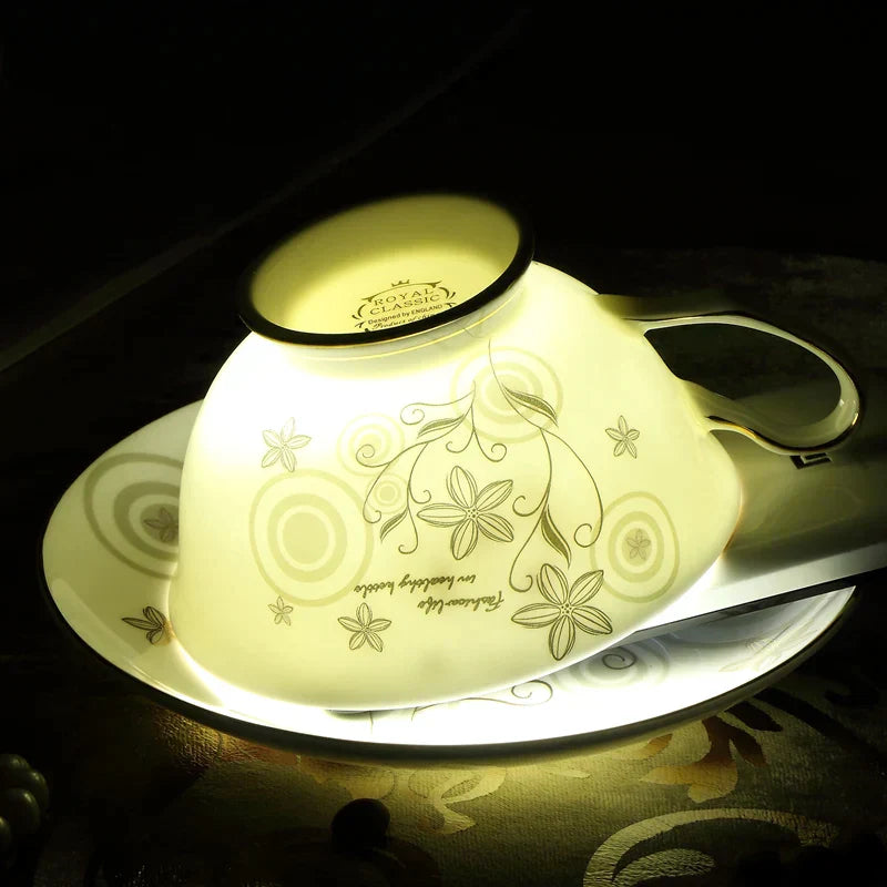 DecorBites™ Elegant Ceramic Tea Cup Set 200ml British Porcelain Coffee Cup