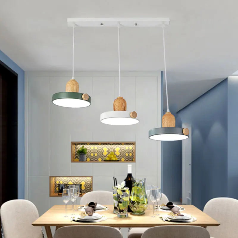 DecorBites™ LED Wood Iron Pendant Light for Study, Bedside - Nordic Modern Design