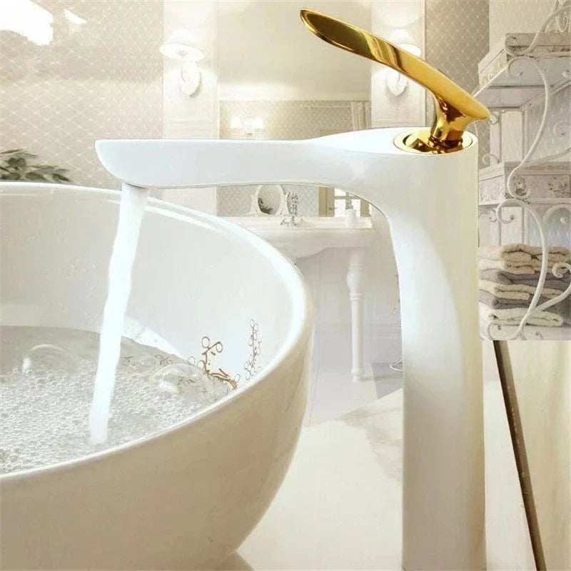 DecorBites™ Gold Basin Faucet with Single Handle Hot & Cold Water Mixer Deck Mount