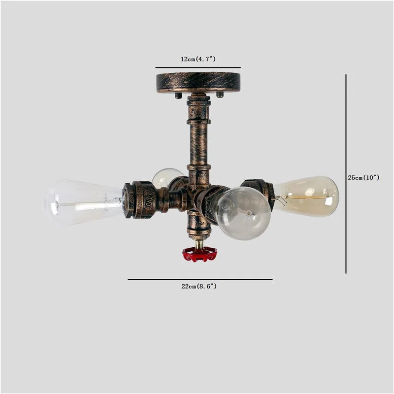 DecorBites™ Industrial Brass Ceiling Chandelier with Edison Bulbs