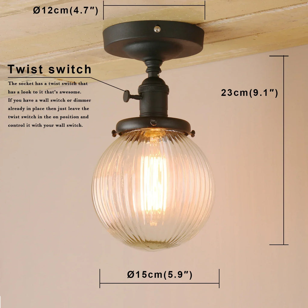 DecorBites™ Glass Globe Semi Flush Mount Ceiling Light Fixture