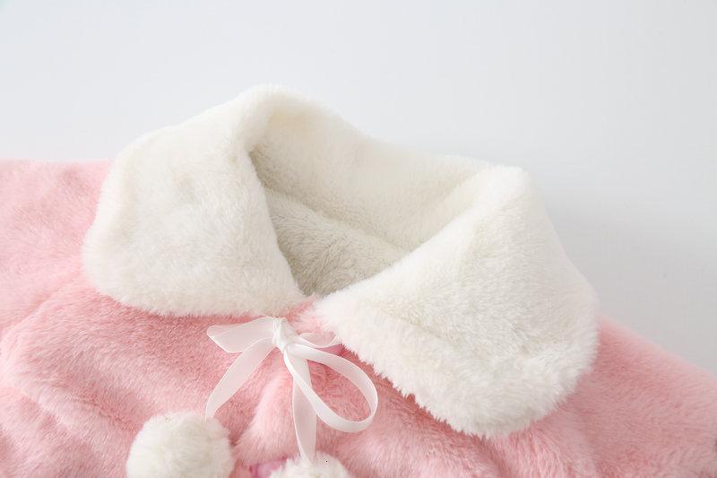 Princess Baby Girls Winter Thick Bownot Cloak Coat Flower for Childre With Flowers