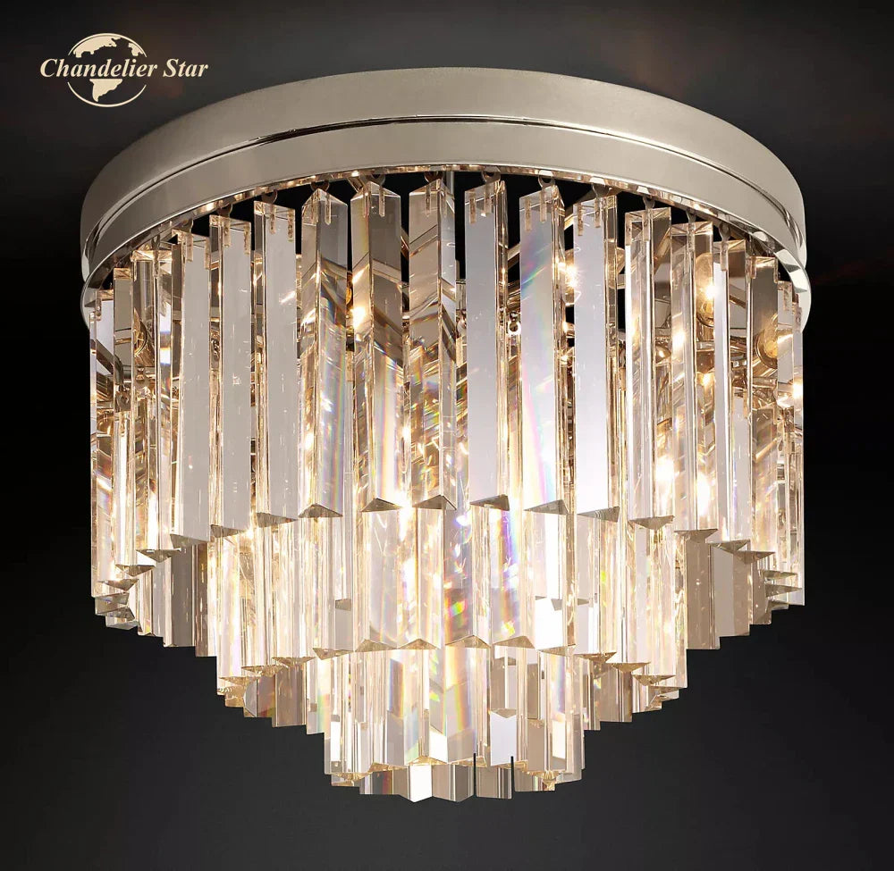 DecorBites™ Crystal Flushmount Chandelier - Modern Ceiling Light for Living Room