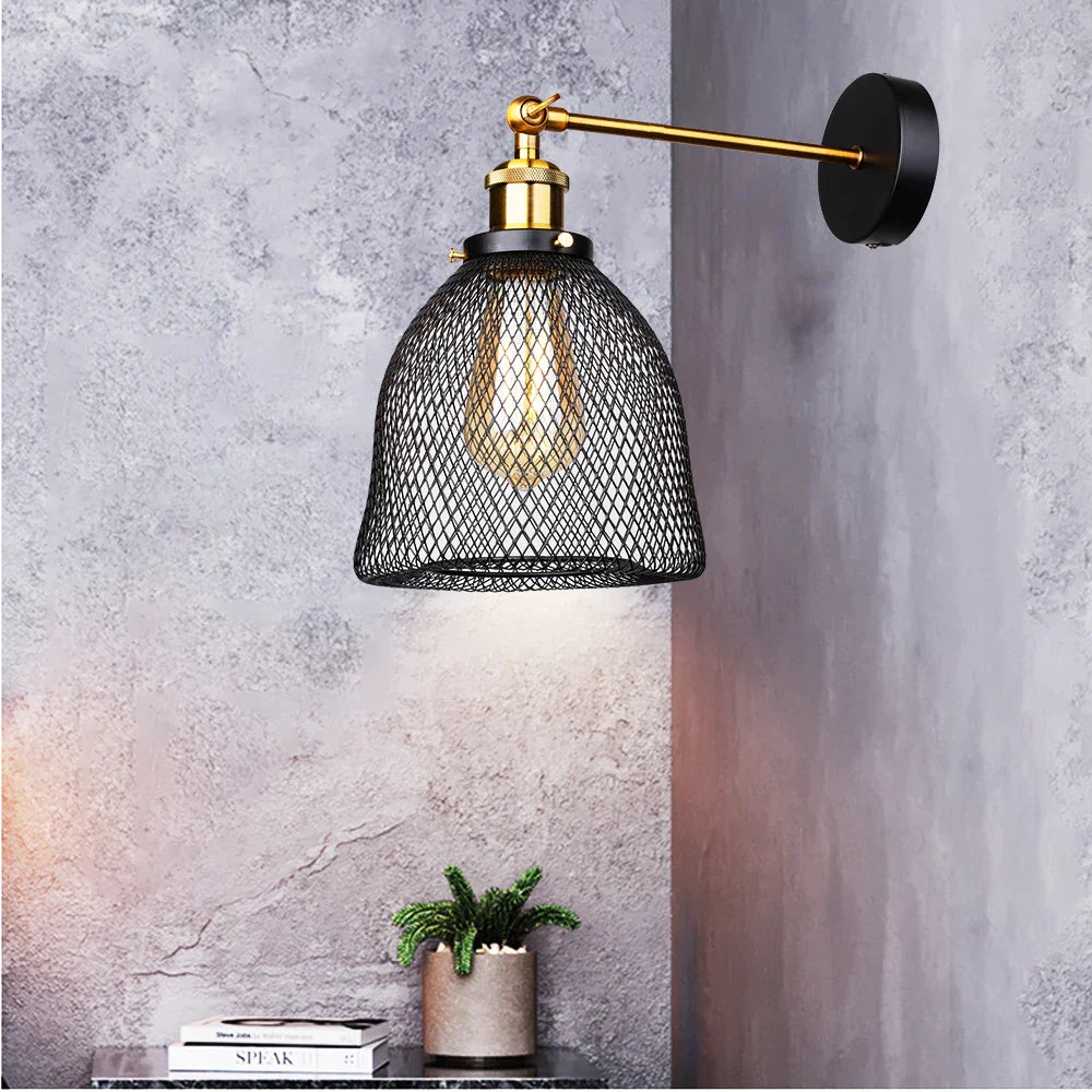 DecorBites™ Industrial LED Cage Wall Light Retro Loft Sconce Lights E27 Fixture