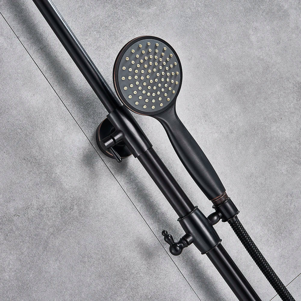 DecorBites™ Black Bronze Shower Faucet Set with 8" Rain Shower Head & Hand Shower