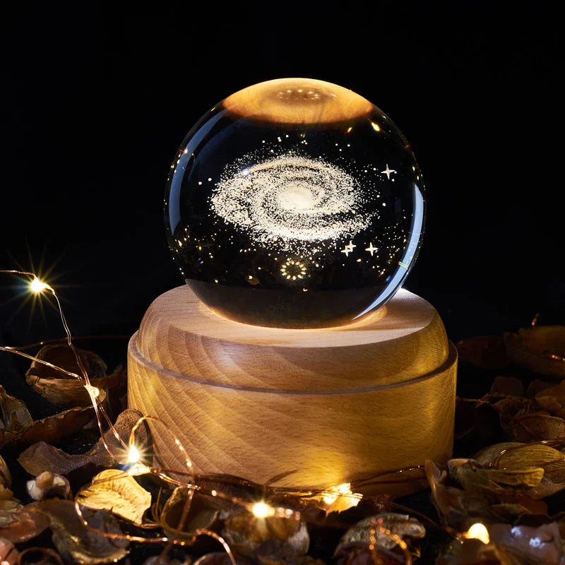 DecorBites™ Crystal Ball Night Light USB Music Box Universe Globe 3D Lamp