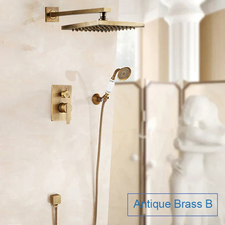 DecorBites™ Black Antique Wall-Mounted Bathroom Rain Shower System