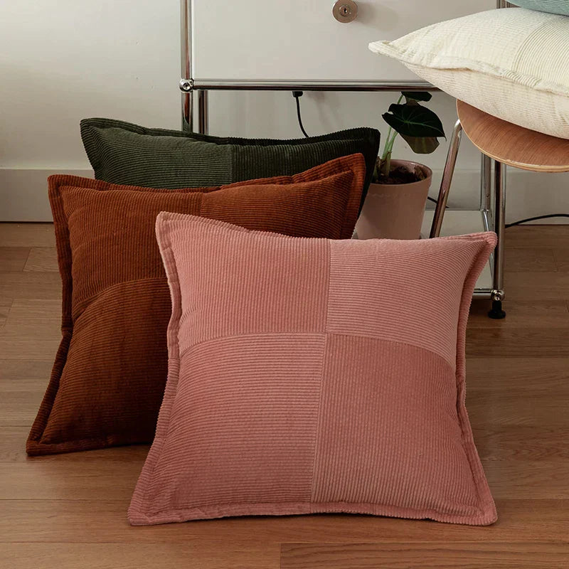 DecorBites™ Corduroy Pillow Cover 45x45cm Modern Soft Solid Cushion for Home Sofa Bed