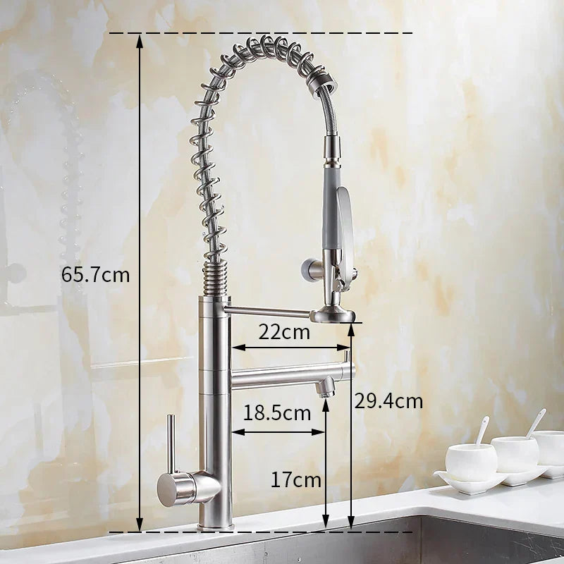 DecorBites™ Black Chrome Tall Kitchen Faucet with Pull Down Spray and Swivel Spout