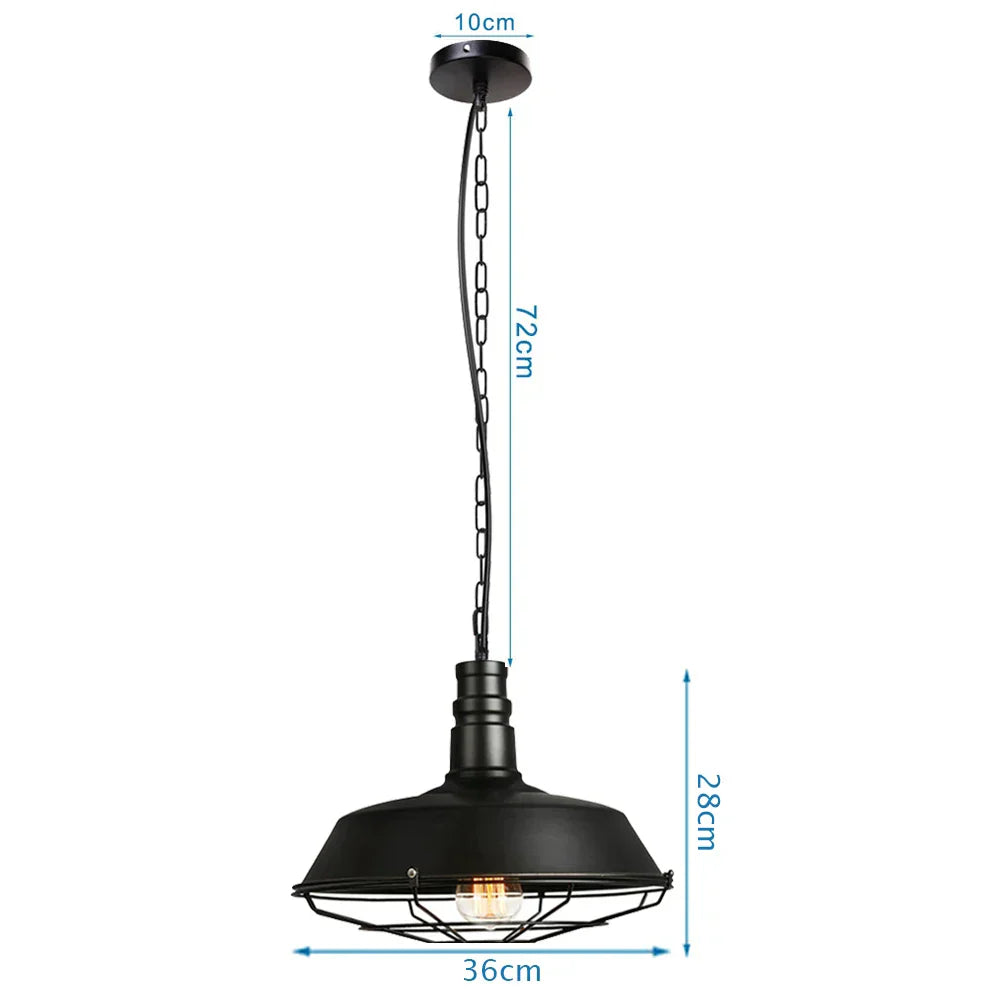 DecorBites™ Iron Pendant Lights Vintage Retro Industrial Dining Room Bar Cafe Lamps E27