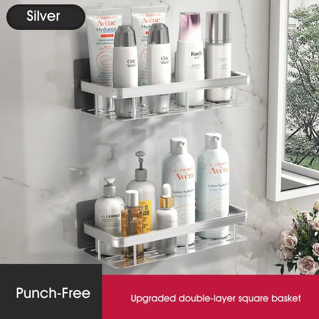 DecorBites™ Bathroom Corner Shelves Suction Cup Storage Rack Shower & Kitchen Organizer
