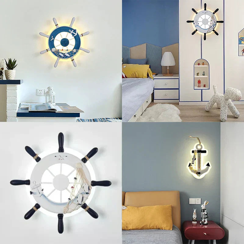 DecorBites™ Kids LED Ship Rudder Wall Light - Mediterranean Decor Ocean Theme