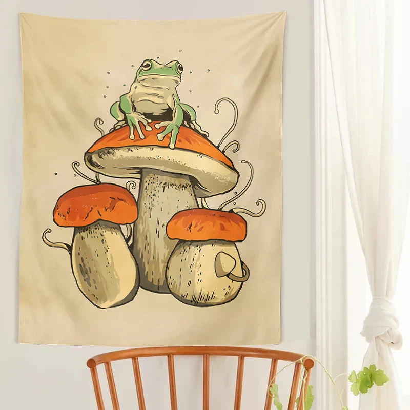 DecorBites™ Frog Mushroom Psychedelic Tapestry Wall Hanging