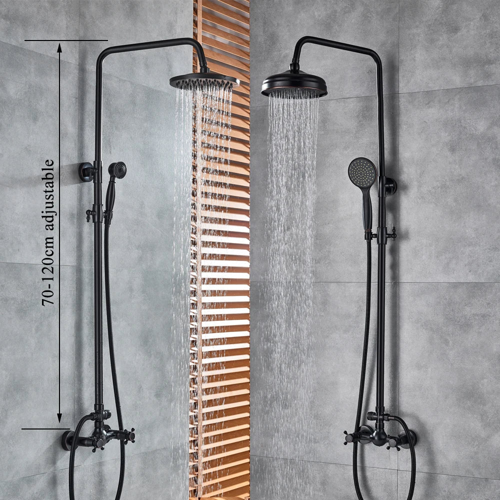 DecorBites™ Black Bronze Shower Faucet Set with 8" Rain Shower Head & Hand Shower
