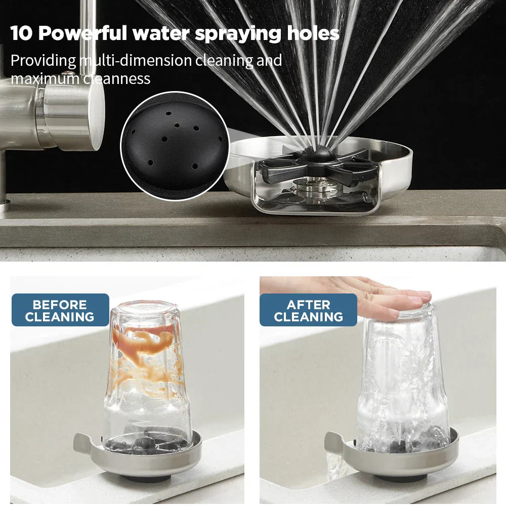 DecorBites™ Glass Rinser: Automatic Cup Washer for Home Bar Coffee Pitcher - Kitchen Tool