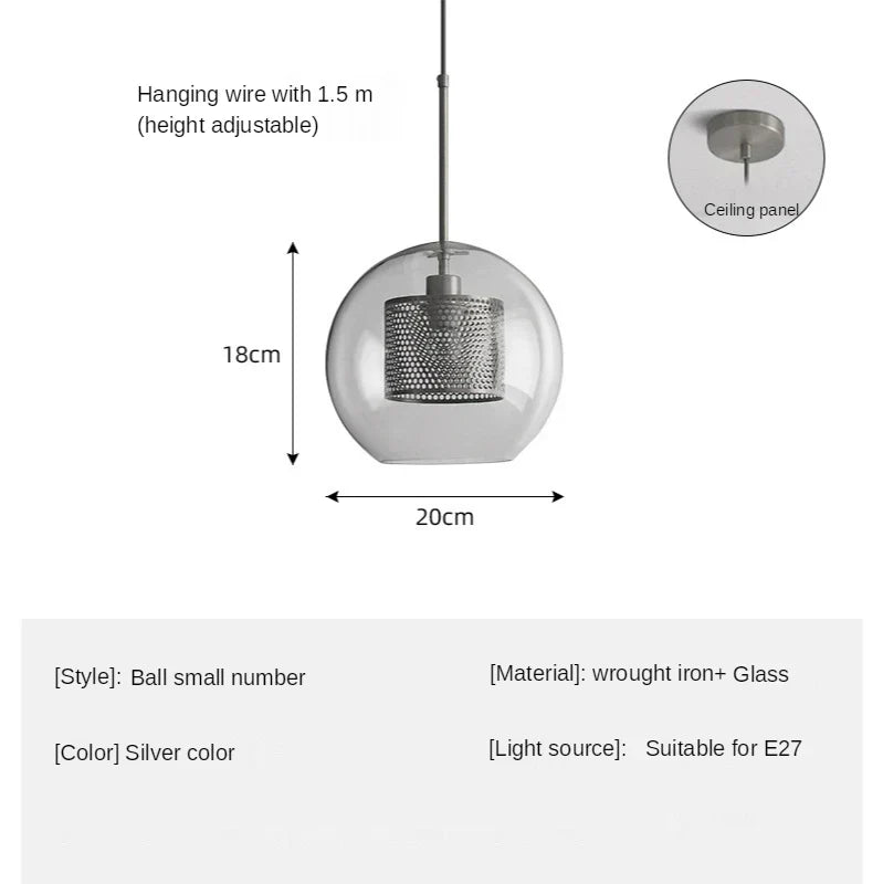 DecorBites™ Glass Ball LED Pendant Lamp for Modern Nordic Bedroom Kitchen Living Room Lighting