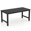 HDPE Outdoor Dining Table for 6 Person with Wood-Like Tabletop and Umbrella Hole