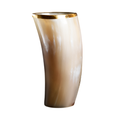 Horn Glasses 8.-10oz Natural Horn Drinkware with Brass Rim - Rustic Bar Glass