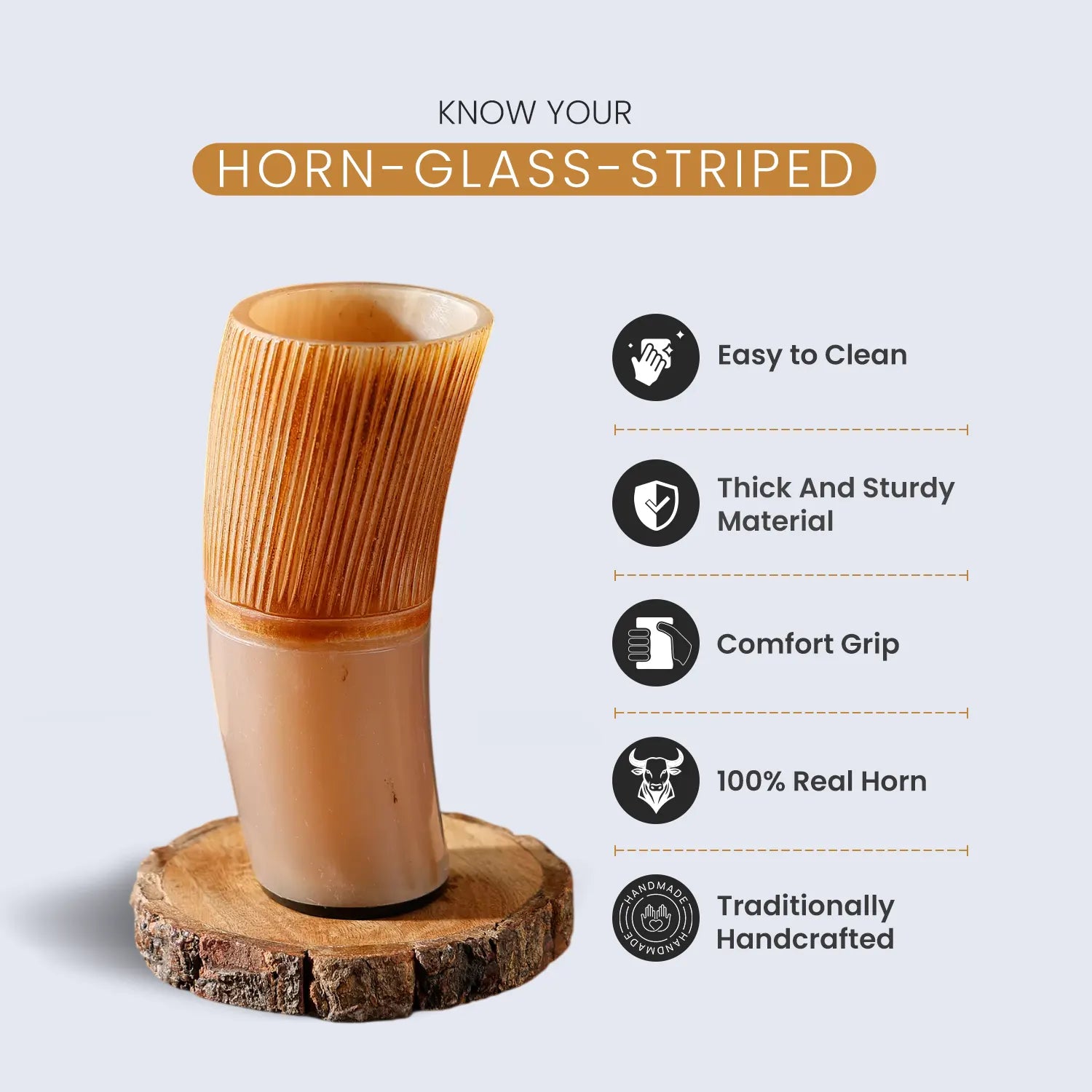 Handmade Ox Horn Drinking beer Glass for Whiskey,  8.-10 oz