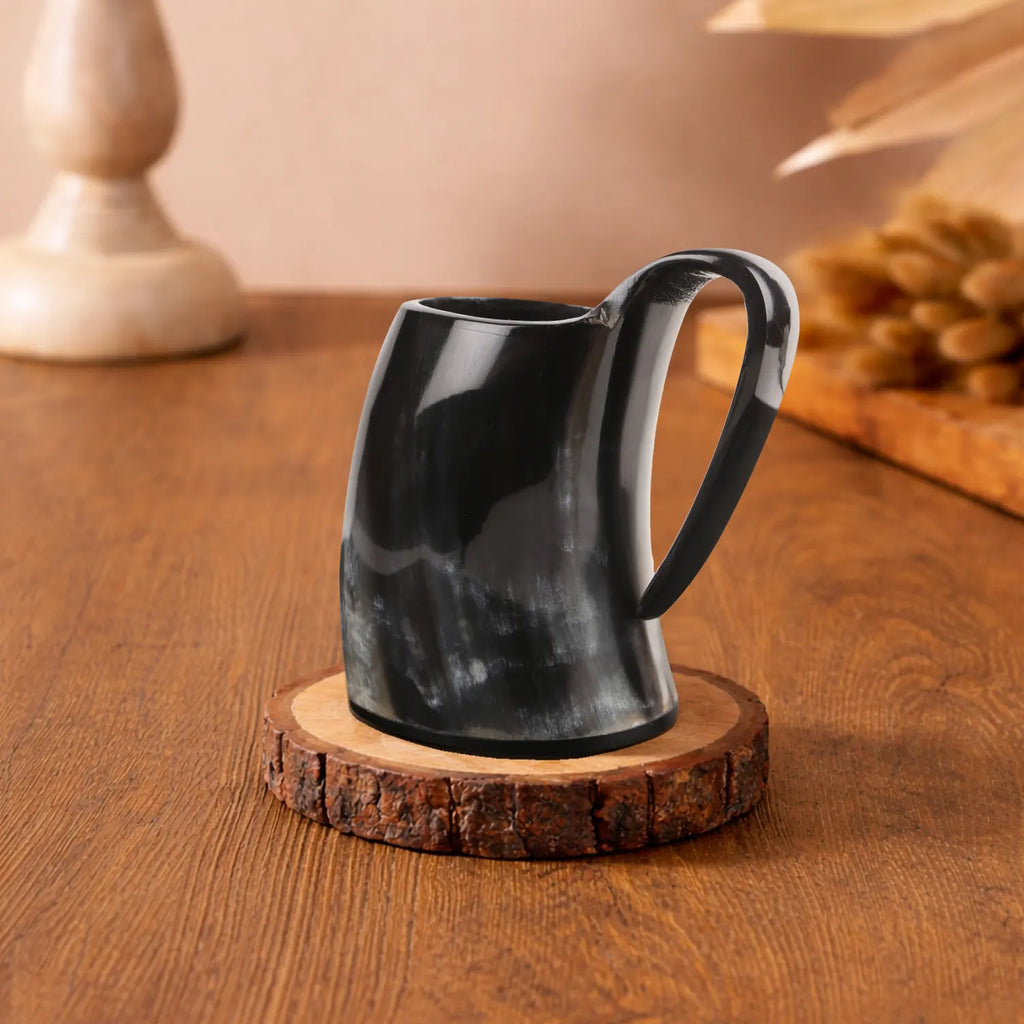 Real Buffalo Horn Whiskey Mug – Rustic Horn Cocktail Cup, 5 Oz (3 Inch)