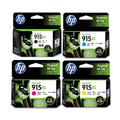 New, Pre-Owned - HP 915XL Black, Cyan, Magenta, Yellow (4 Pack) Ink Cartridges